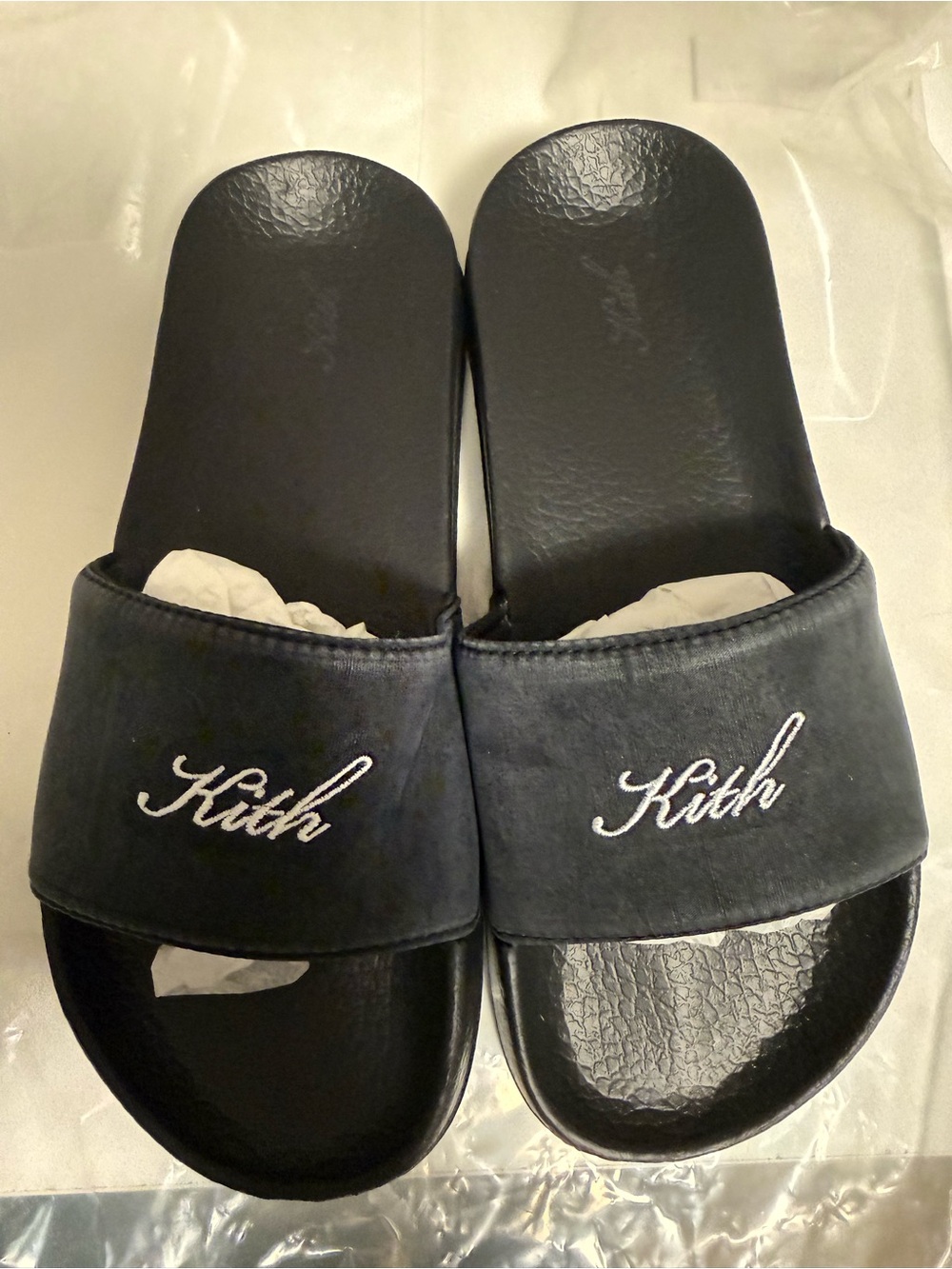 Kith Black Script Logo Slide Sandals NEW